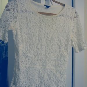 White Lace Peplum Top