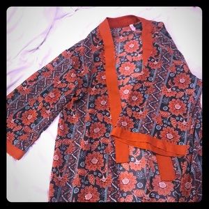 Orange,Green and white Kimono