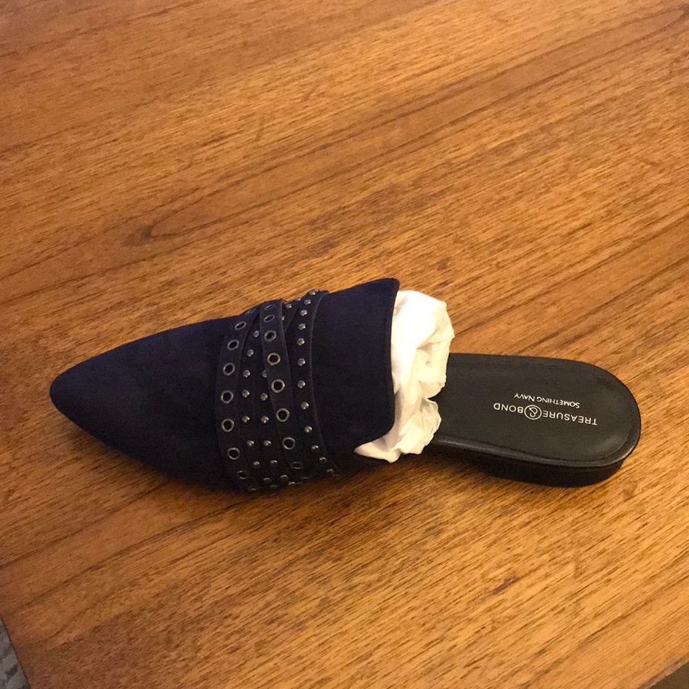 NWT treasure and bond x something navy -navy mules