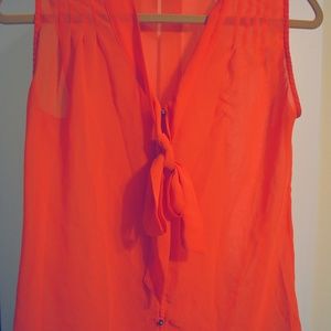 Orange Sheer Tank with Detailing