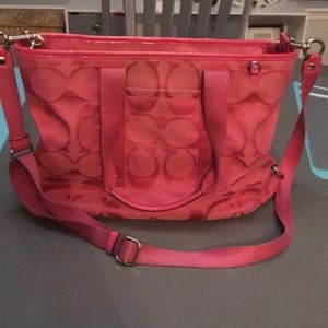Pink Coach Kyra Daisy Signature Messenger Bag