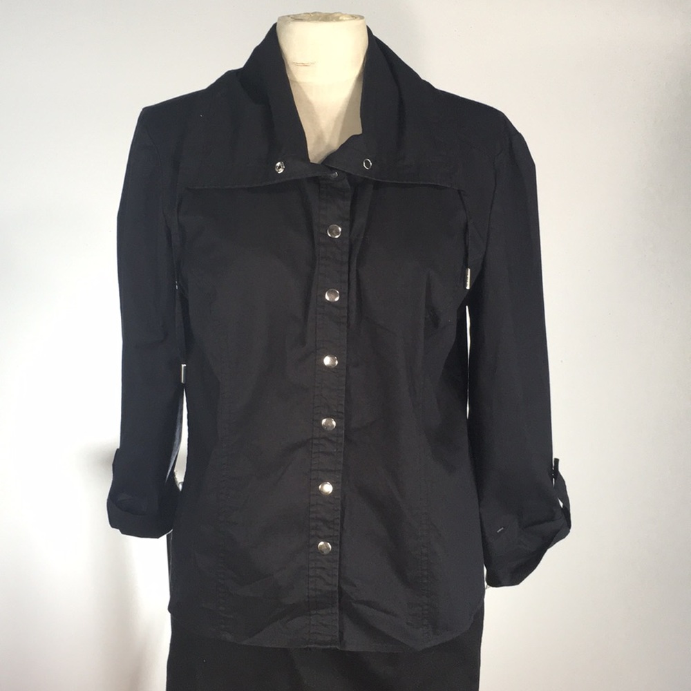 Christopher and Banks black silver button jacket M