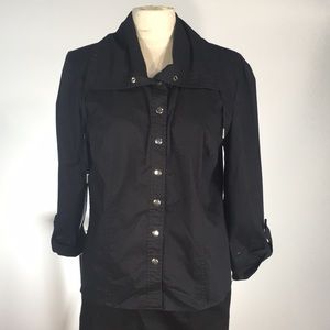 Christopher and Banks black silver button jacket M