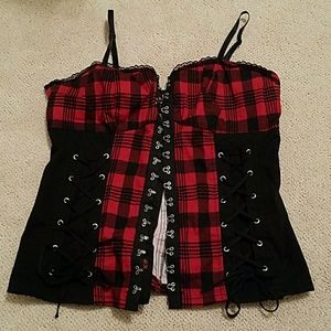 Royal bones plaid corset top XL