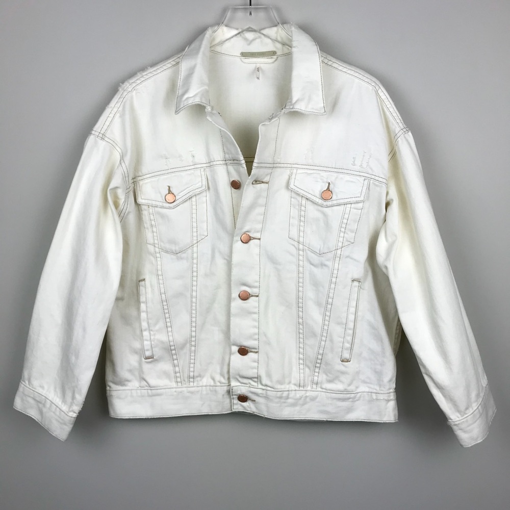 [Free People] Denim Trucker Jacket Boyfriend Fit - Picture 2 of 8