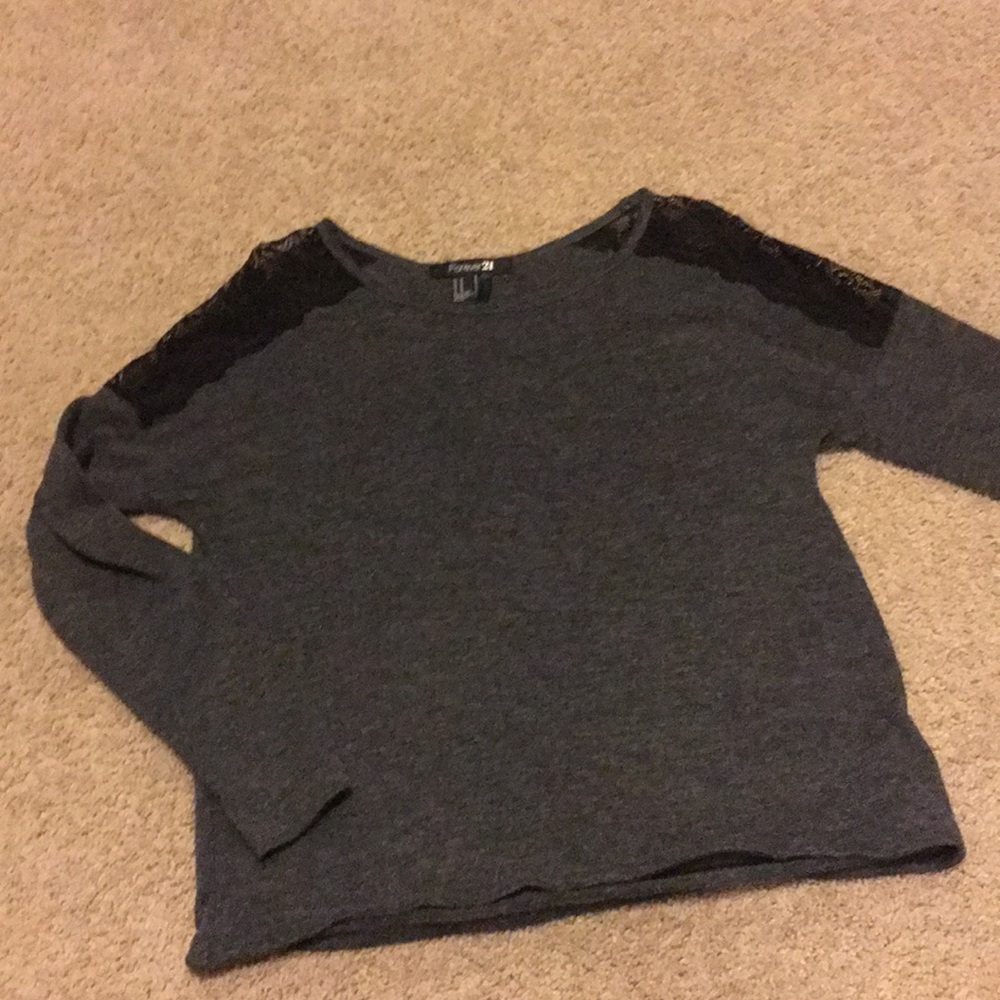 Pretty lace insert long sleeve tee