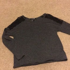 Pretty lace insert long sleeve tee