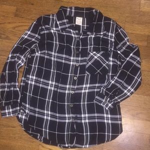 Black and White Plaid Button down Blouse