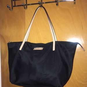 Kate Spade Black Nylon Leather Tote Bag