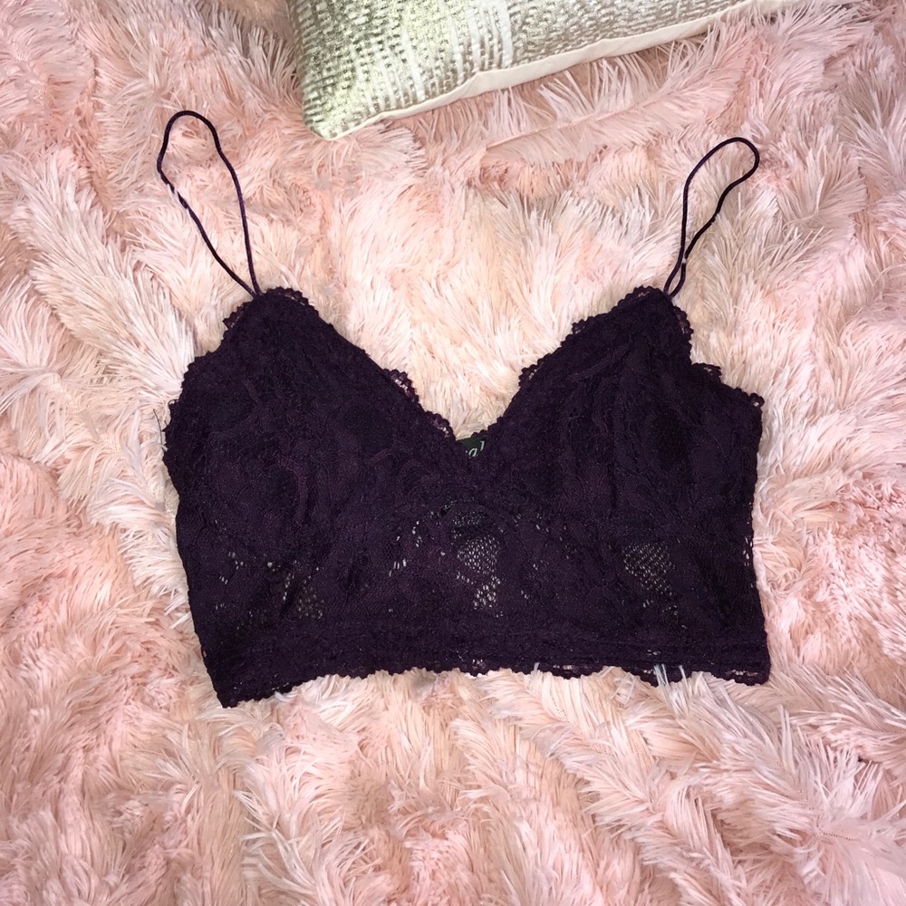 Dark Purple Lace Bralette Crop Top