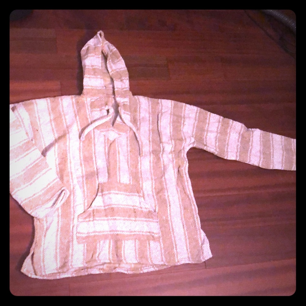 Mexi Cali/Baja Hoodie tan and white
