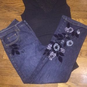 Talbots Embroidered Bling Petite Boot Cut Jeans