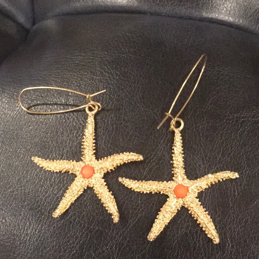Starfish Earrings with coral stone