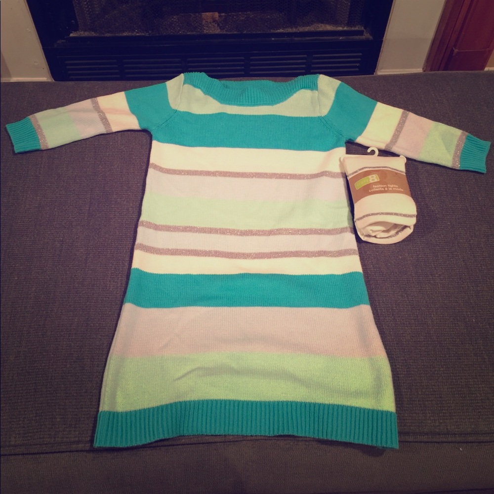 Little Girls Sweater Dress and Tights