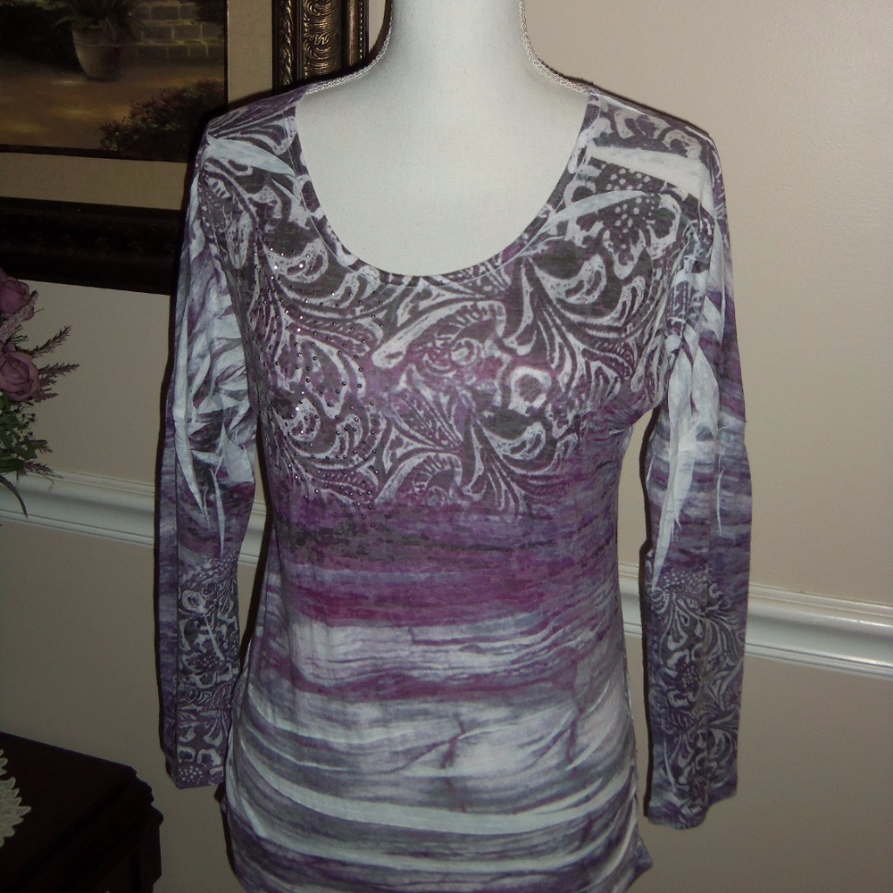 Maurices long sleeve purple bling studs S