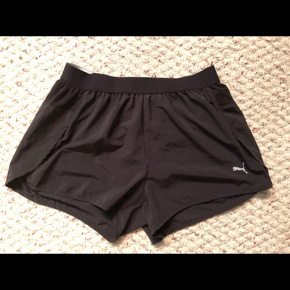 Black puma running shorts