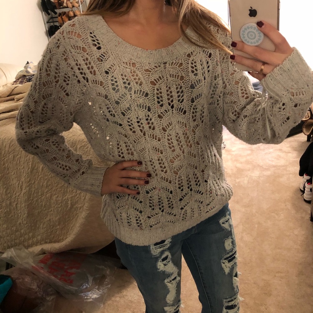 LF crocheted grey sweater