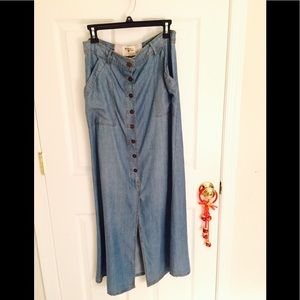 Anthropology Holding Horses Blue Denim Long Skirt.