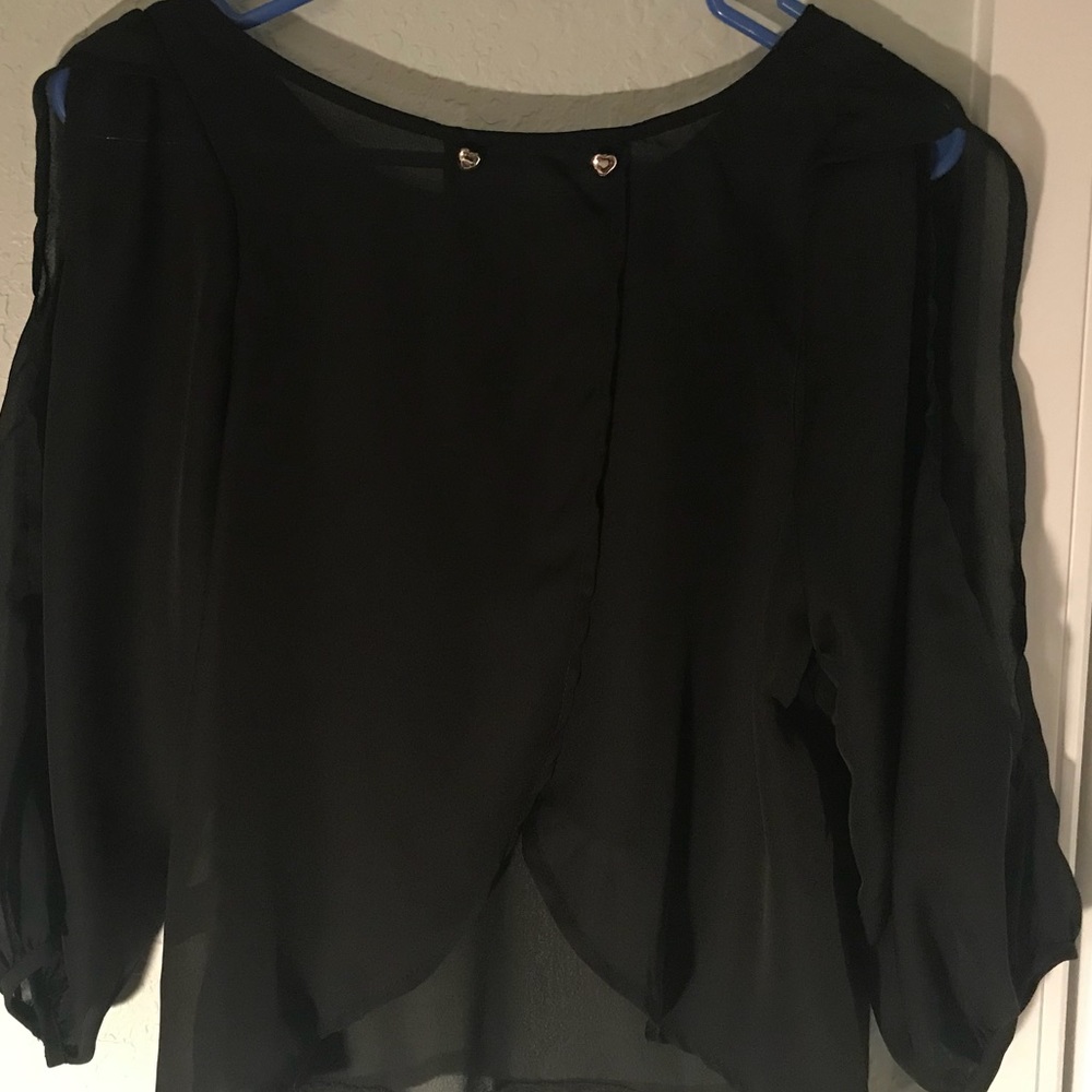Open back/sleeve Sheer Shirt