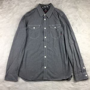 Vans Off The Wall Gray Long Sleeve Button Up Shirt