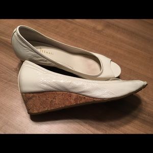 Cole Haan white peep toe wedge shoes size 7