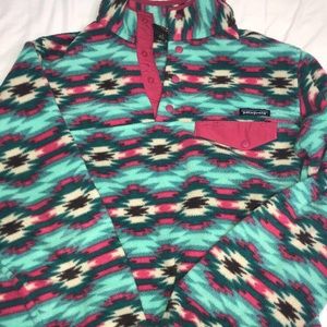 blue and pink aztec patagonia