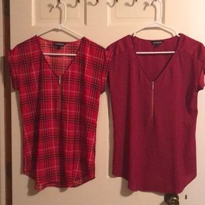 2 Express zip front tops
