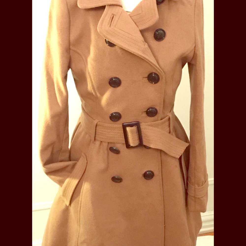 Tan Wool Flirty Peacoat