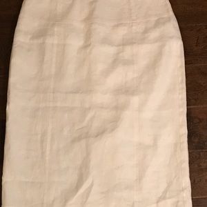 Long Tall Sally Lined White Linen Pencil Skirt