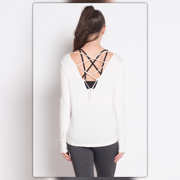 Living the Dream White Criss Cross Back Top - Picture 3 of 3