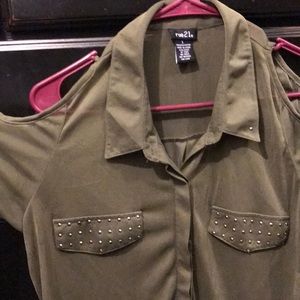 Cold shoulder button down Blouse