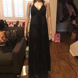 Black BCBG ankle-length halter dress