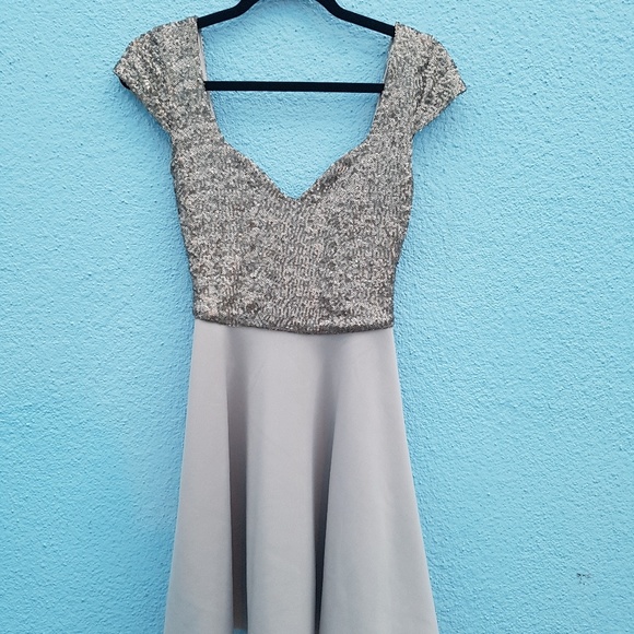 Silver sequin Asos a line dress - Picture 1 of 3