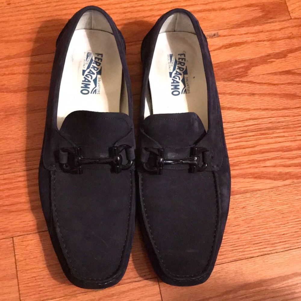 Men’s Navy Suede Ferragamo Drivers