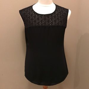 Banana Republic Black Crocheted Lace Top Blouse