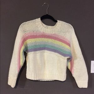 UNIF - cropped rainbow and cream sweater - small