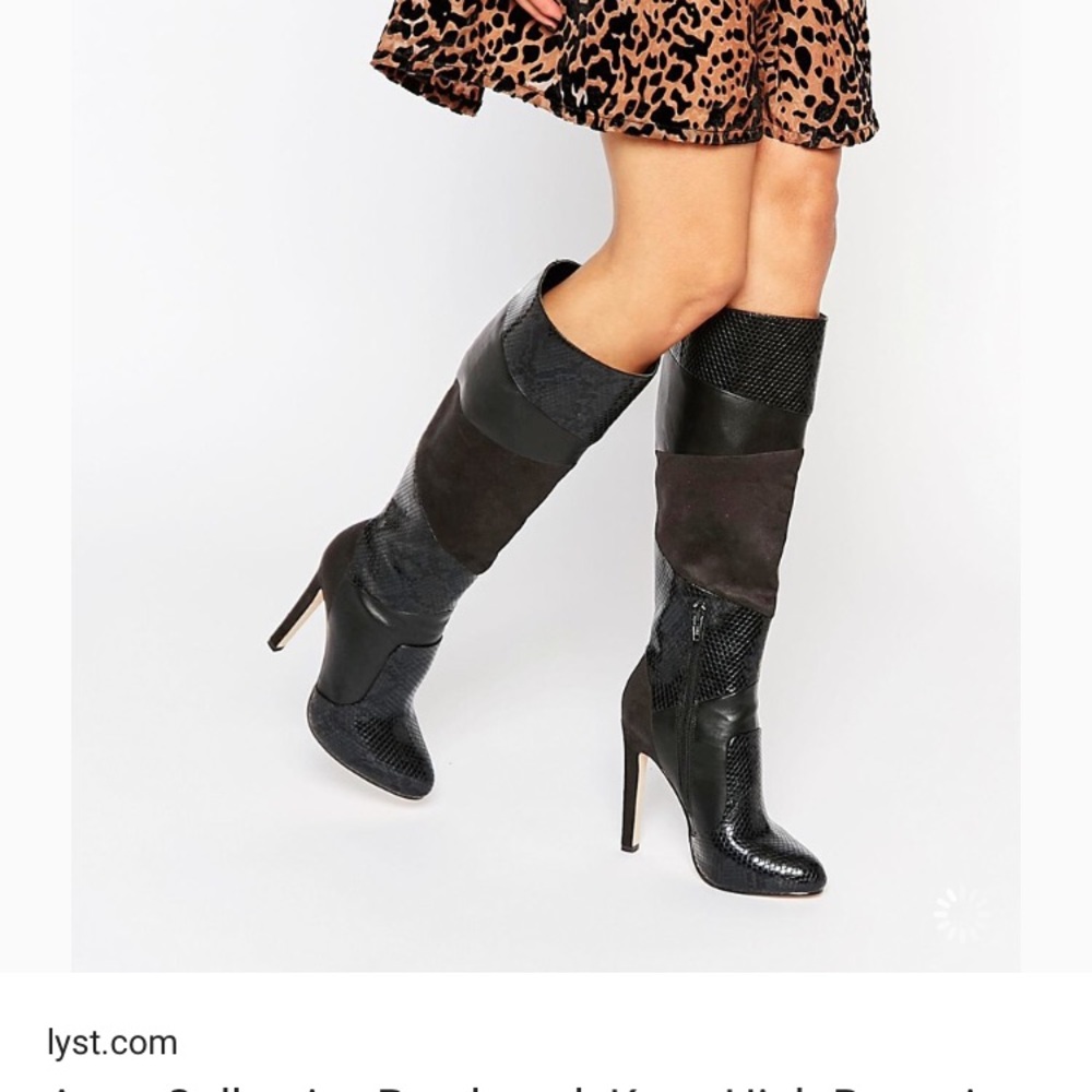 ASOS Women's Black Patchwork Knee High Boots
