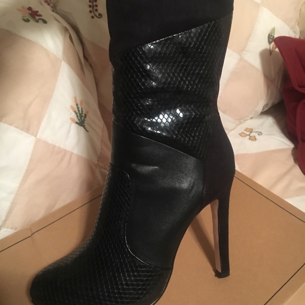 ASOS Women's Black Patchwork Knee High Boots - Picture 5 of 8