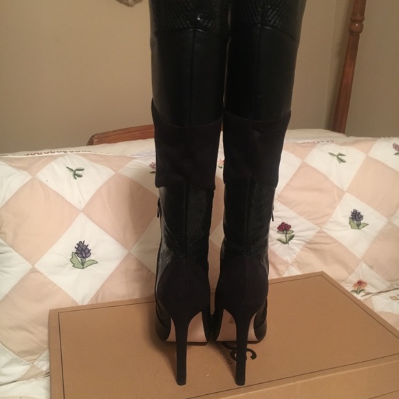 ASOS Women's Black Patchwork Knee High Boots - Picture 4 of 8