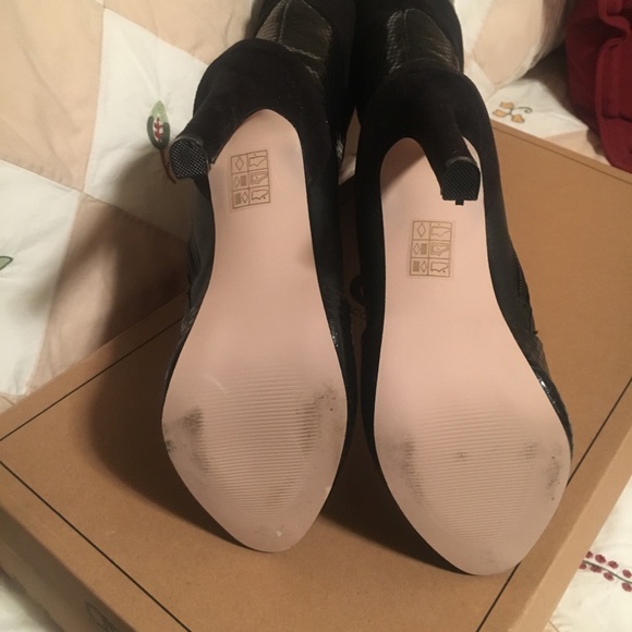 ASOS Women's Black Patchwork Knee High Boots - Picture 6 of 8