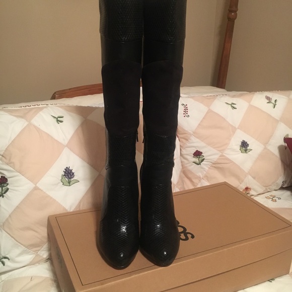 ASOS Women's Black Patchwork Knee High Boots - Picture 8 of 8