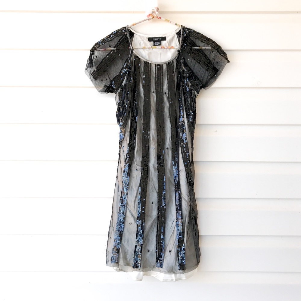 ARDEN B Sequin Short Sleeve Shift Mini Dress