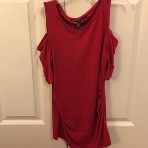 Dark Pink/Red Cold Shoulder Top