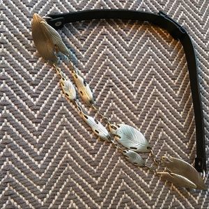 Gold Leaves & Leather Belt-