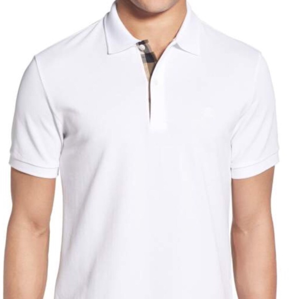 Men's White Burberry Polo