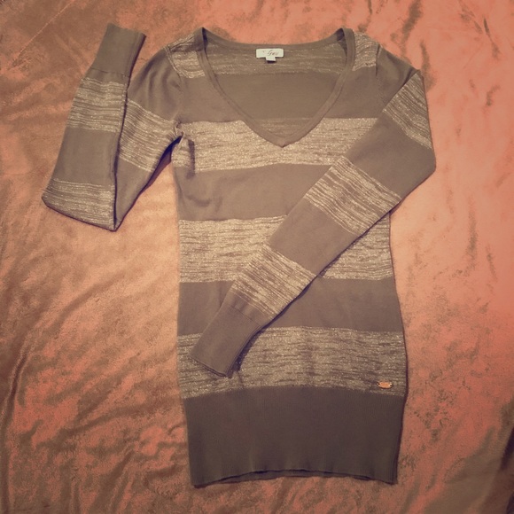 Guess Sweaters - Guess Small Sweater Olive Green Stripes Long