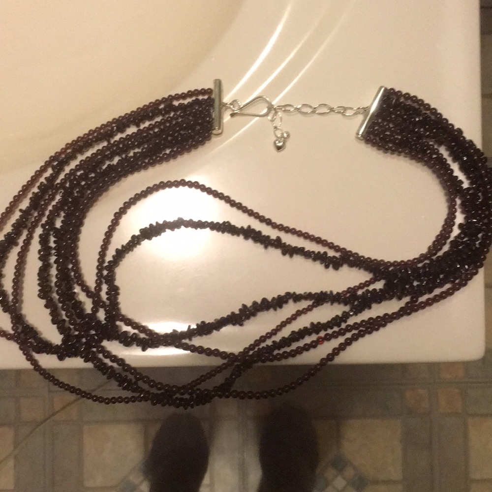7 strand Garnet &Sterling silver Jay King necklace