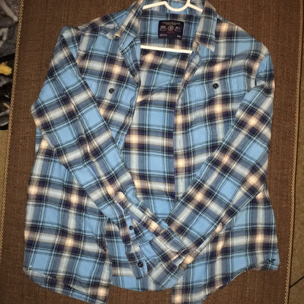 Blue, black and white flannel