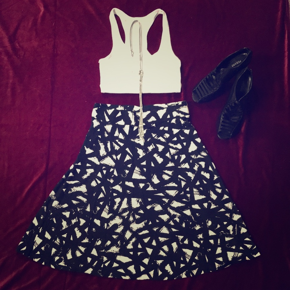 **MERONA** Black/White Full Sheath Skirt, Size XS