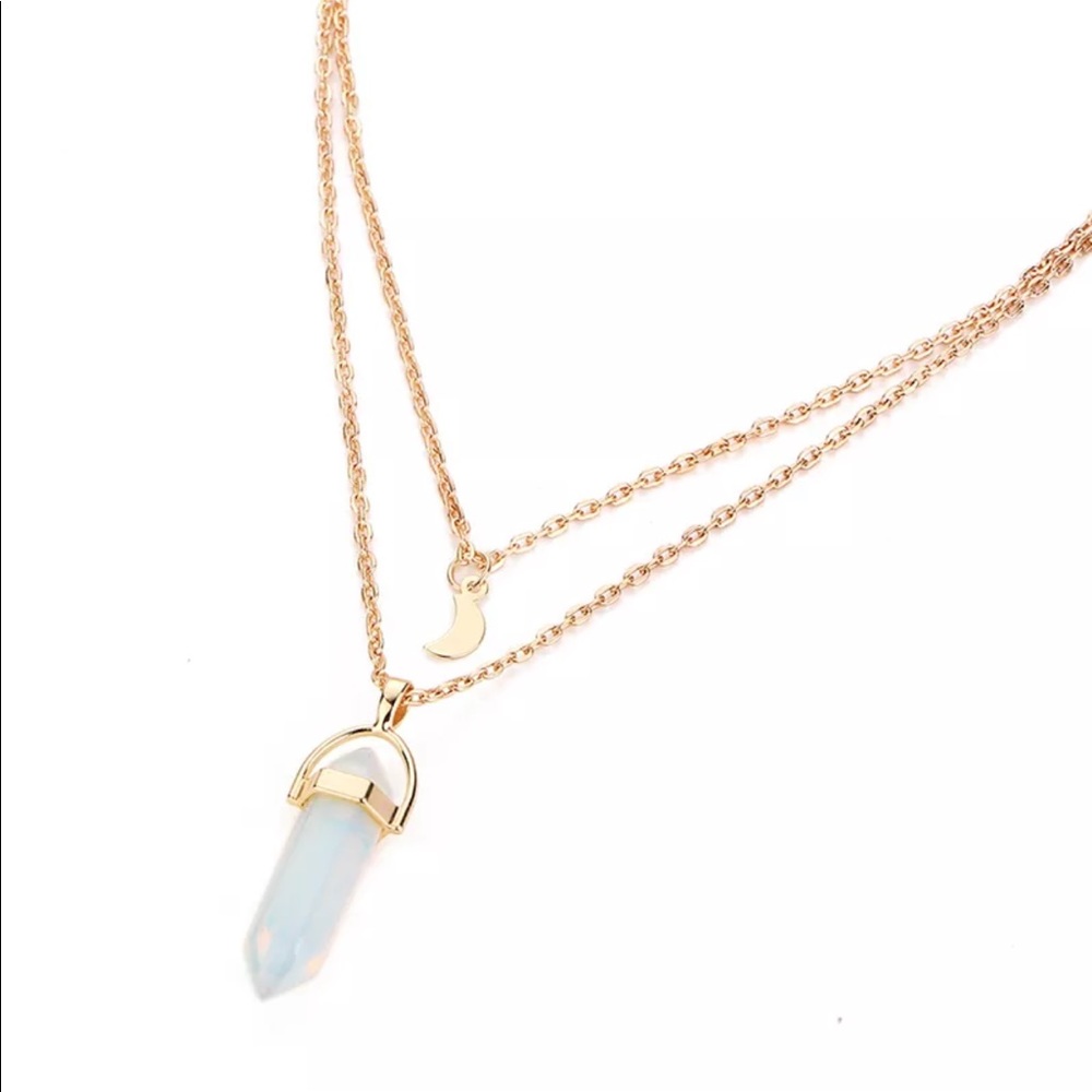 Crescent moon crystal choker necklace